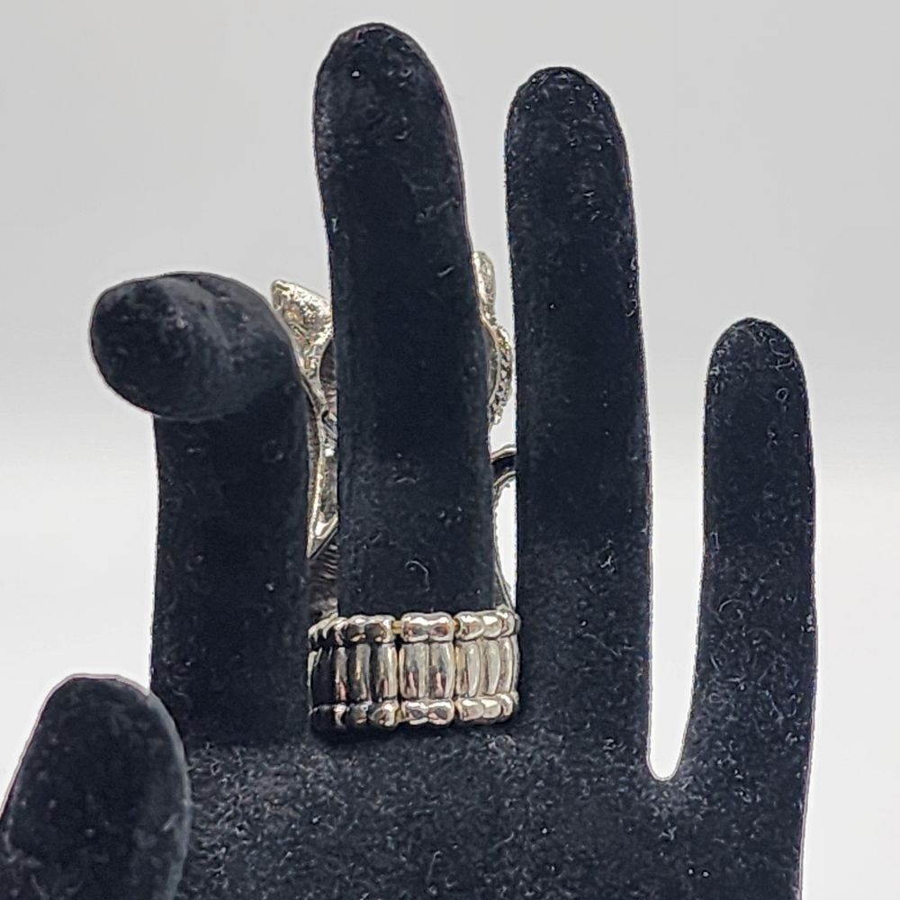 Silver rhinestone sitting Cats ring - Picture 5 of 5